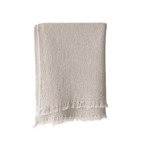 Koc wafel Calma 140x200, z bawełny i lnu - Tell Me More