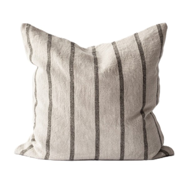 Poszewka na poduszkę z grubego lnu, z cienkimi paskami Melvin 50x50 - Tell Me More
