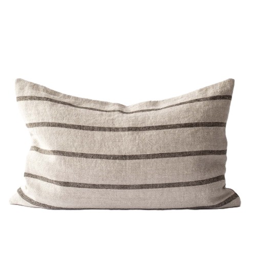 Poszewka na poduszkę z grubego lnu, z cienkimi paskami Melvin 40x60 - Tell Me More