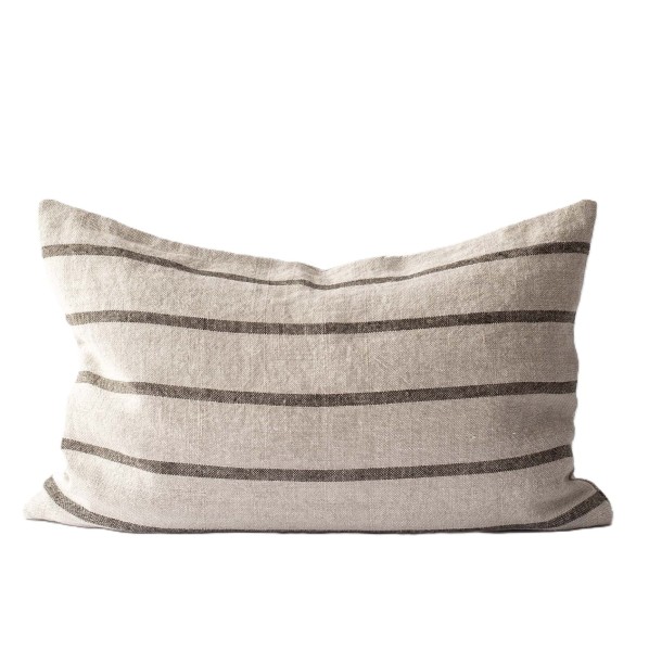 Poszewka na poduszkę z grubego lnu, z cienkimi paskami Melvin 40x60 - Tell Me More