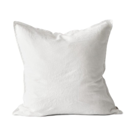Poszewka na poduszkę z miękkiego lnu stonewashed, 50x50, biała - Tell Me More