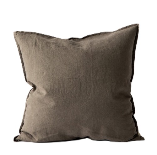 Poszewka na poduszkę z miękkiego lnu stonewashed, 50x50, taupe - Tell Me More