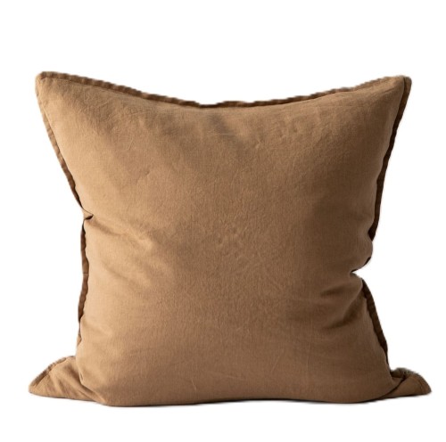 Poszewka na poduszkę z miękkiego lnu stonewashed, 50x50, Hazelnut - Tell Me More