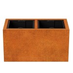 Podłużna donica cortenowa z wkładem Depo 85x45x45 - Decorti