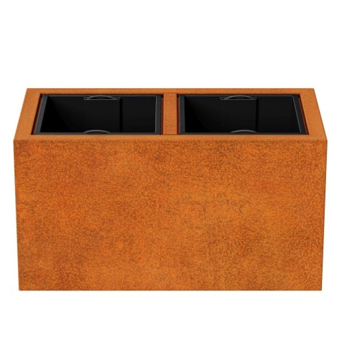 Podłużna donica cortenowa z wkładem Depo 85x45x45 - Decorti