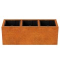 Podłużna donica cortenowa z wkładem Depo 125x45x45 - Decorti