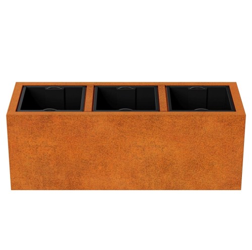 Podłużna donica cortenowa z wkładem Depo 125x45x45 - Decorti