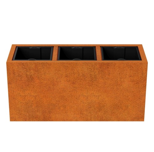 Podłużna donica cortenowa z wkładem Depo 125x45x60 - Decorti