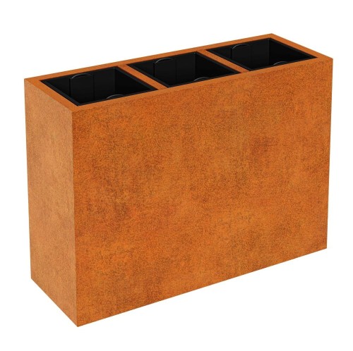 Podłużna donica cortenowa z wkładem Depo 125x45x90 - Decorti