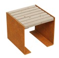 Siedzisko ogrodowe Flanco-B 50x50x46, z cortenu i drewna - Decorti