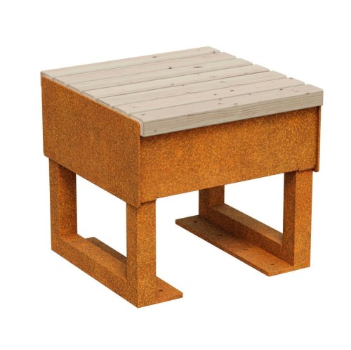 Siedzisko ogrodowe Gordo 50x50x46, z cortenu i drewna - Decorti