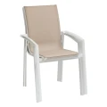 Krzesło ogrodowe do sztaplowania z podłokietnikami Axant, Linen White - Hesperide