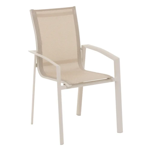 Krzesło ogrodowe do sztaplowania z podłokietnikami Axant, Linen Clay - Hesperide