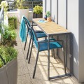 Krzesło ogrodowe sztaplowane z podłokietnikami Essentia, niebieskie- Hesperide