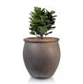 Duża donica ogrodowa kamionkowa Ø53, brąz mat - Polnix