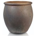 Duża donica ogrodowa kamionkowa Ø53, brąz mat - Polnix