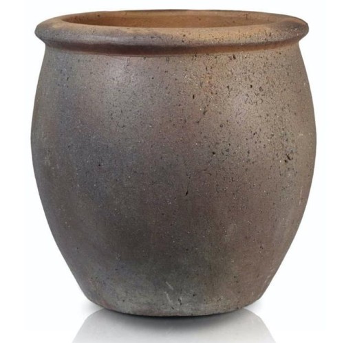 Duża donica ogrodowa kamionkowa Ø53, brąz mat - Polnix