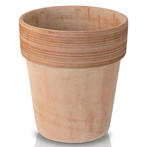 Doniczka ogrodowa z terakoty z ryflowanym rantem Ø28, terakota - Polnix