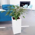 Wysoka donica kwadratowa 28x28x60, z włókna szklanego, biała - Polnix