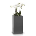 Wysoka donica kwadratowa 23x23x50, z włókna szklanego, szary mat - Polnix