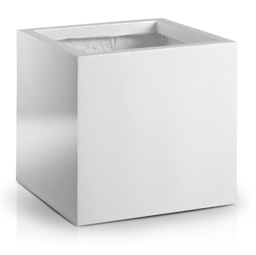Donica kwadratowa 31x31x31, z włókna szklanego, biała - Polnix