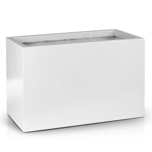 Prostokątna donica ogrodowa 80x38x43, z włókna szklanego, biała - Polnix