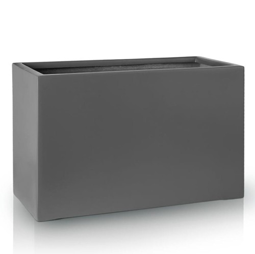 Prostokątna donica ogrodowa 60x30x39, z włókna szklanego, szary mat - Polnix