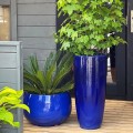 Donica ogrodowa ceramiczna Ø47, kobaltowy niebieski - Polnix
