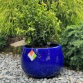 Donica ogrodowa ceramiczna Ø47, kobaltowy niebieski - Polnix