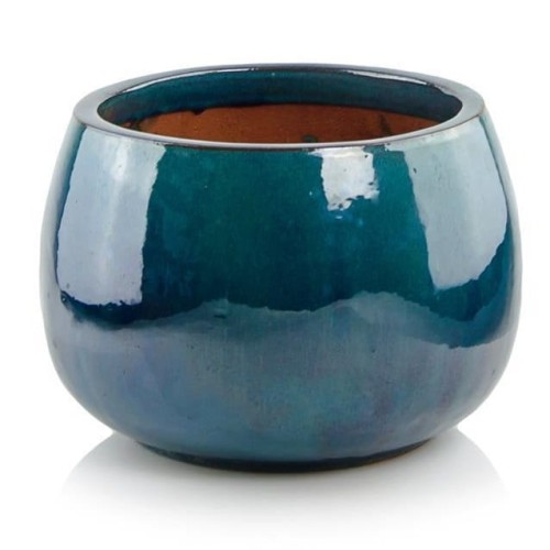 Donica ogrodowa ceramiczna Ø33, turkusowa - Polnix