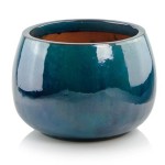 Donica ogrodowa ceramiczna Ø47, turkusowa - Polnix