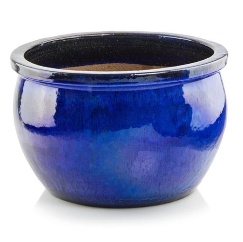 Donica ceramiczna niska z rantem Ø28, kobaltowy niebieski - Polnix