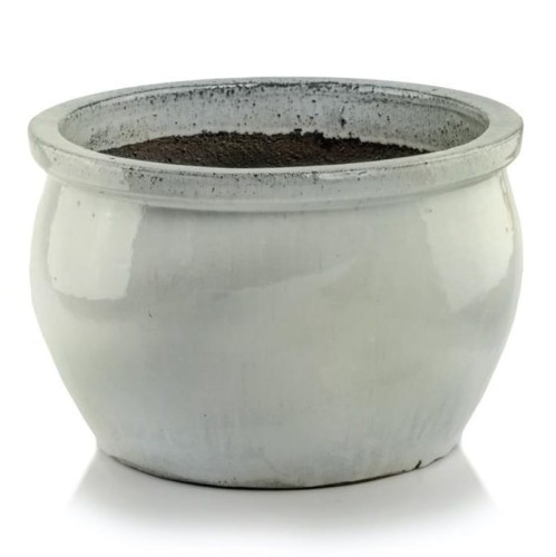 Donica ceramiczna niska z rantem Ø50, kremowa - Polnix