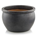 Donica ceramiczna niska z rantem Ø38, antracyt - Polnix
