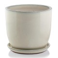 Doniczka ceramiczna z podstawką Ø32, kremowa - Polnix