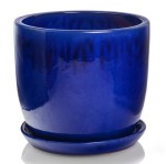 Doniczka ceramiczna z podstawką Ø23, kobaltowa - Polnix