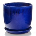 Doniczka ceramiczna z podstawką Ø41, kobaltowa - Polnix