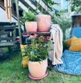 Doniczka ceramiczna z podstawką Ø32, różowa - Polnix