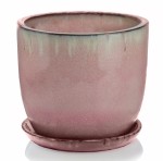 Doniczka ceramiczna z podstawką Ø32, różowa - Polnix