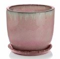 Doniczka ceramiczna z podstawką Ø50, różowa - Polnix