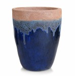Donica ogrodowa ceramiczna ręcznie wykonana Ø35, kobalt brąz - Polnix