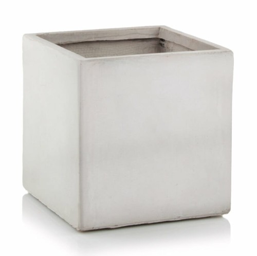 Donica kwadratowa z włókna ceramicznego 31x31x31, jasny szary - Polnix