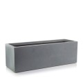 Podłużna donica ogrodowa niska z włókna ceramicznego 80x30x30, szary - Polnix