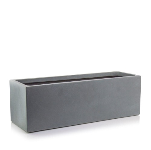 Podłużna donica ogrodowa niska z włókna ceramicznego 80x30x30, szary - Polnix