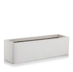 Podłużna donica ogrodowa niska z włókna ceramicznego 80x30x30, jasny szary - Polnix