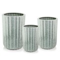 Wysokie donice do salonu z wypukłym wzorem, miętowy terrazzo, 3 szt - Polnix