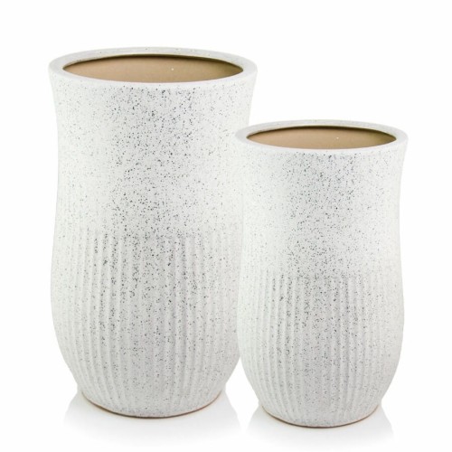 Doniczki wysokie do salonu, kremowe terrazzo mat, 2 szt - Polnix