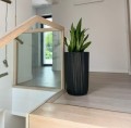 Wysokie donice ceramiczne z geometrycznym wzorem, czarne mat, 2 szt - Polnix
