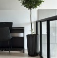 Wysokie donice ceramiczne z geometrycznym wzorem, czarne mat, 2 szt - Polnix