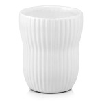 Ceramiczna osłonka doniczkowa o nieregularnym kształcie z ryflowaniem Ø13, biała - Polnix